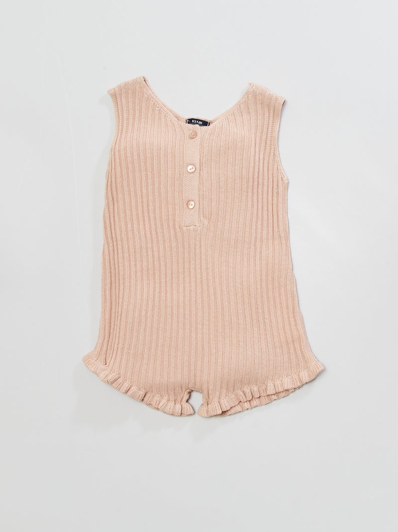 Combishort en maille côtelée BEIGE - Kiabi