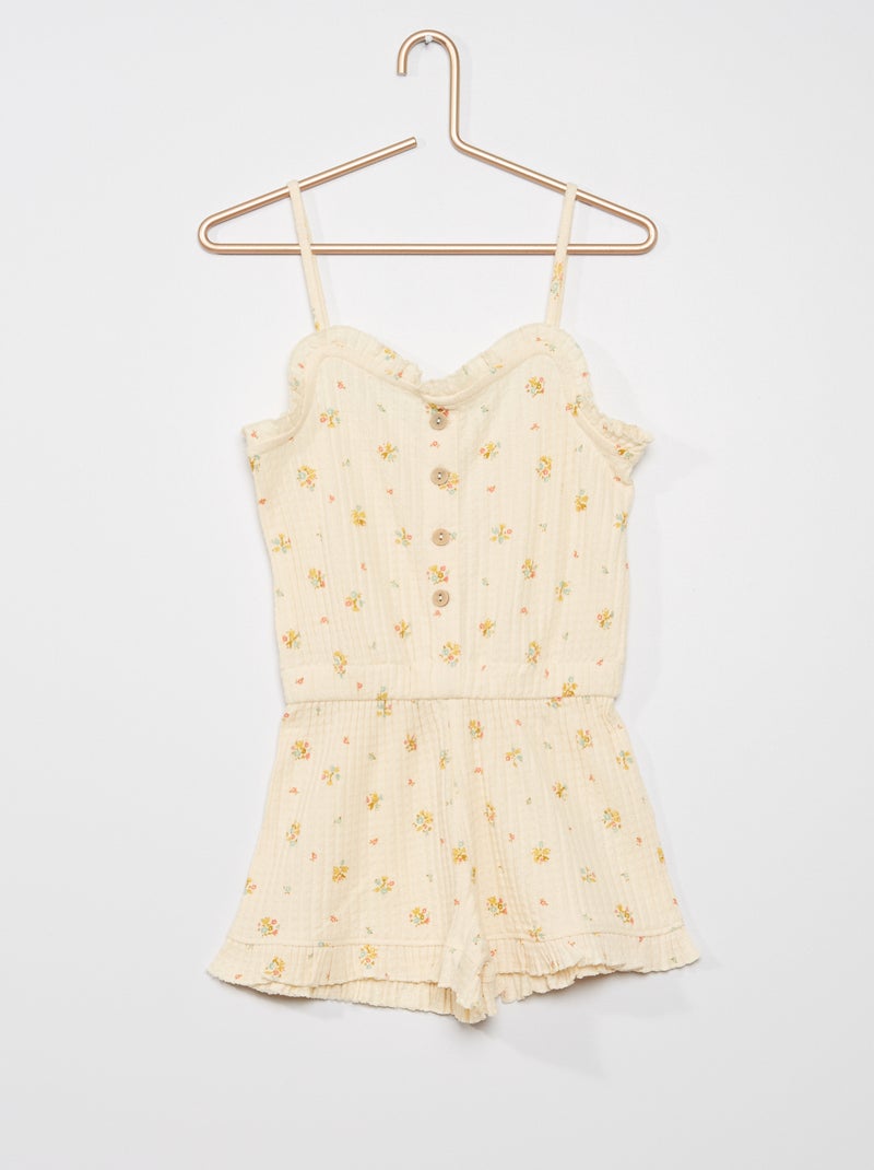 Combishort en maille pointelle Beige - Kiabi