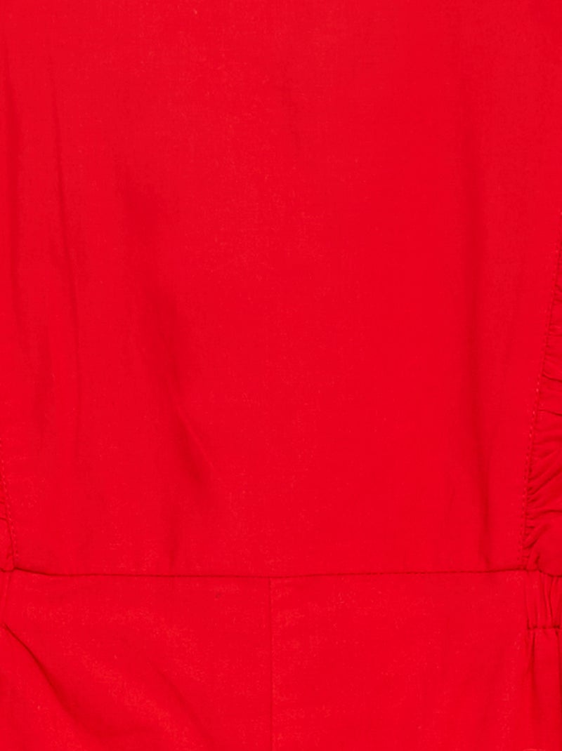 Combishort en popeline avec volants rouge - Kiabi