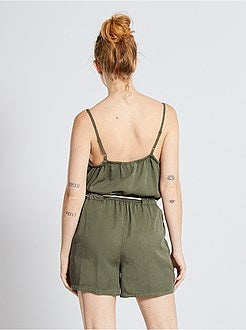 Combishort en tencel + ceinture corde - Kiabi