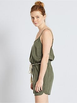 Combishort en tencel + ceinture corde - Kiabi