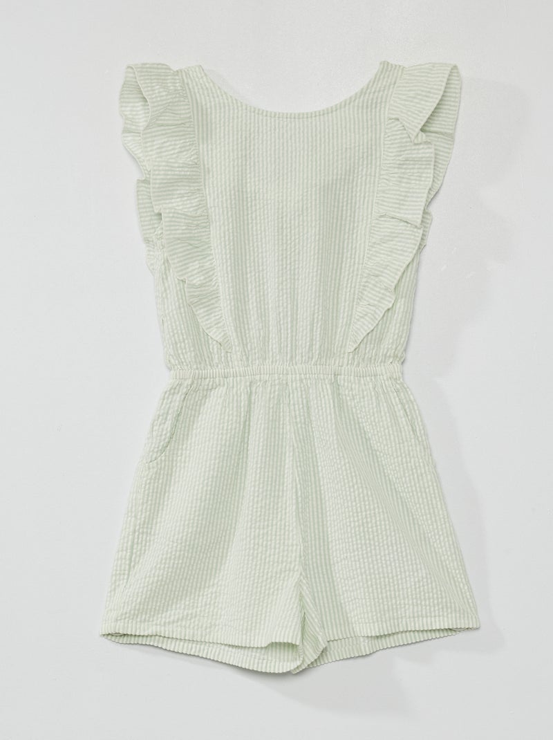 Combishort en tissu gaufré Vert - Kiabi