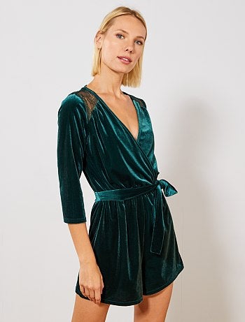 Combishort en velours - Kiabi