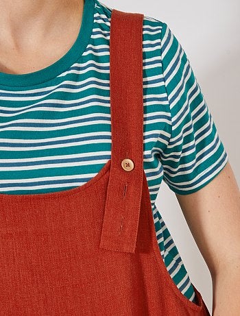 Combishort en viscose et lin - Kiabi