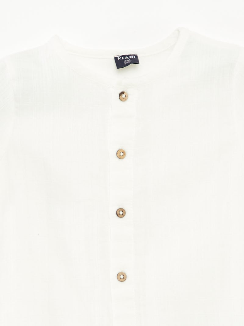 Combishort en voile de coton BLANC - Kiabi