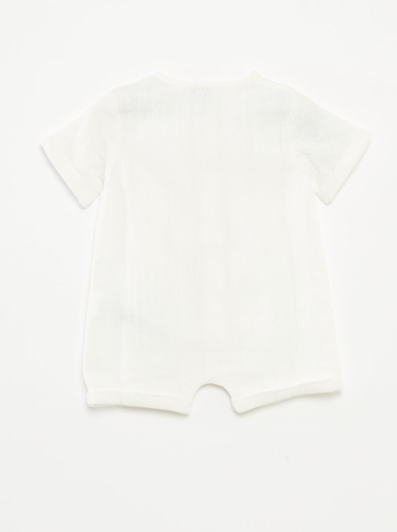 Combishort en voile de coton BLANC - Kiabi