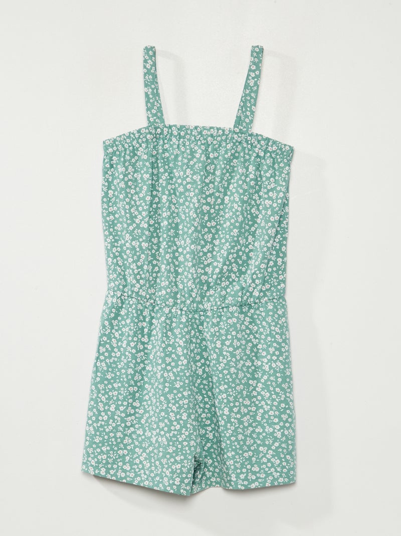 Combishort 'fleurie' en maille jersey Vert - Kiabi