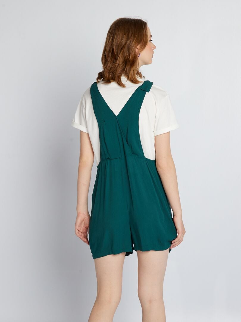 Combishort fluide crêpée Vert - Kiabi