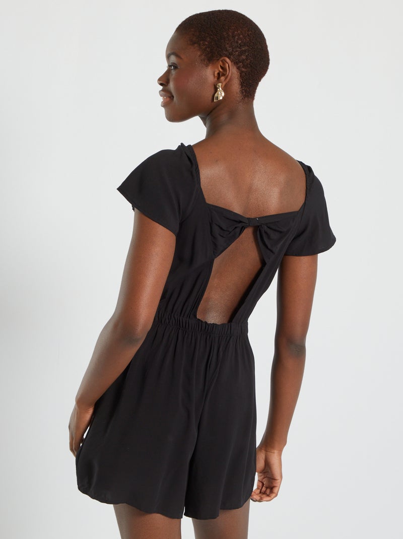 Combishort fluide encolure V noir - Kiabi