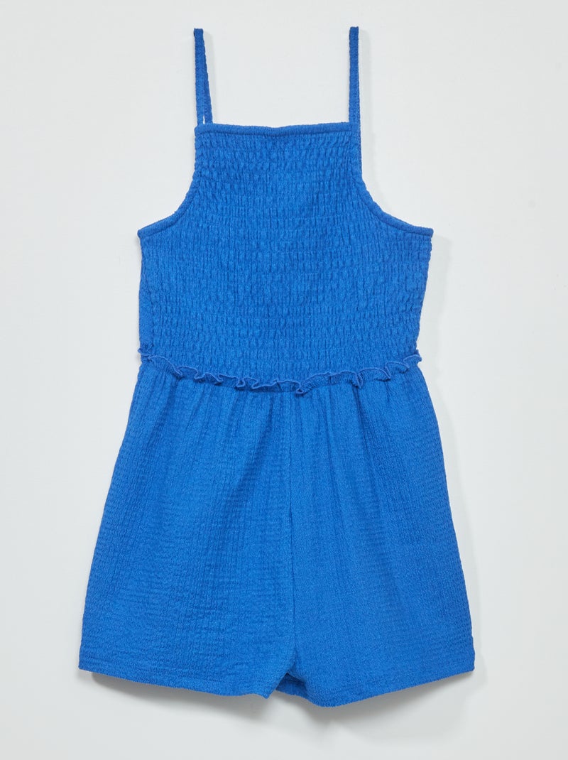 Combishort gaufrée à fines bretelles bleu - Kiabi