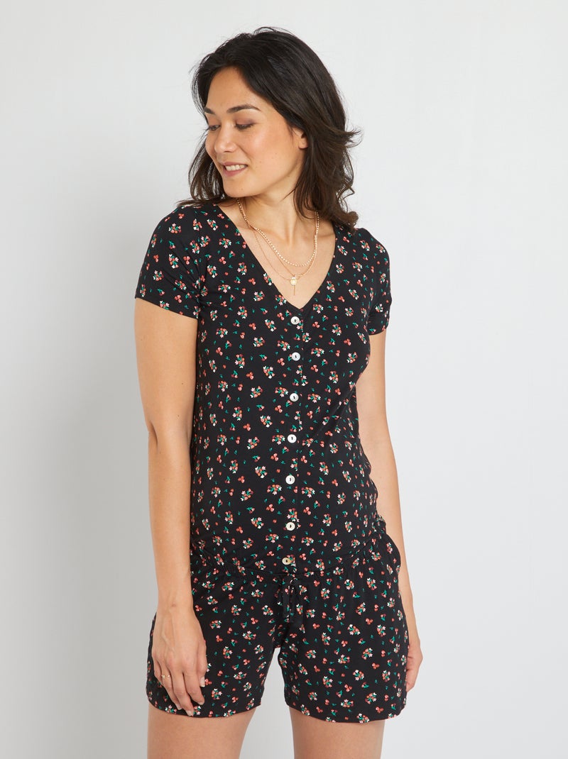 Combishort grossesse en maille Noir imprimé - Kiabi