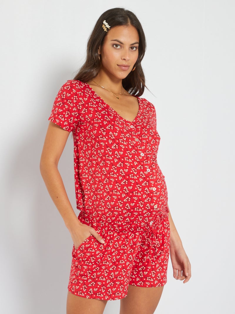 Combishort grossesse en maille Rouge - Kiabi