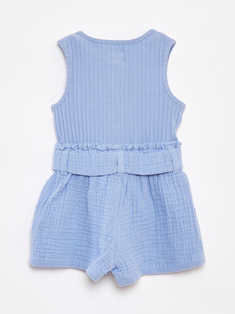 Combishort sans manches avec ceinture à nouer BLEU - Kiabi