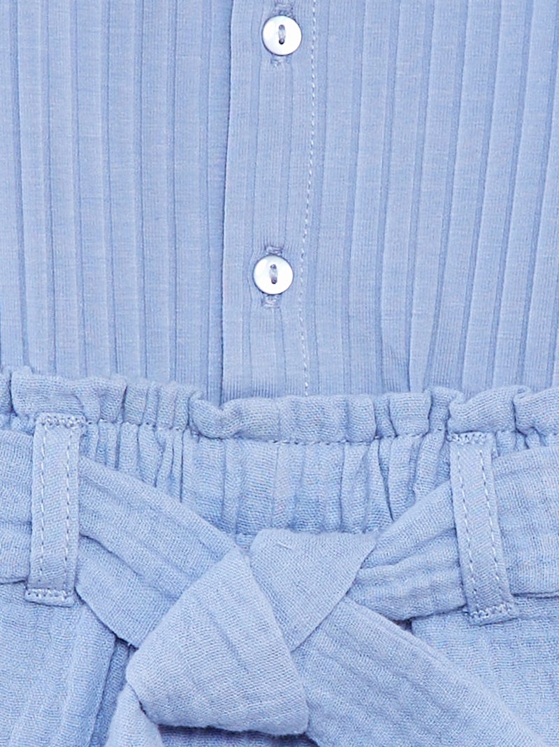 Combishort sans manches avec ceinture à nouer BLEU - Kiabi