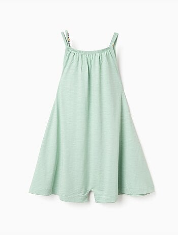 Combishort sans manches en coton à jambe large