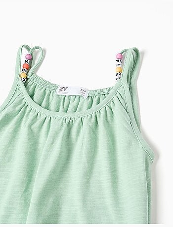 Combishort sans manches en coton à jambe large