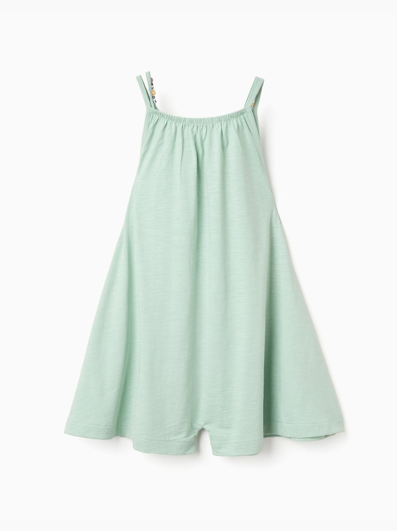 Combishort sans manches en coton à jambe large Vert clair - Kiabi