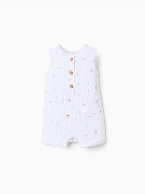 Combishort sans manches en coton avec motif coquillage - Kiabi