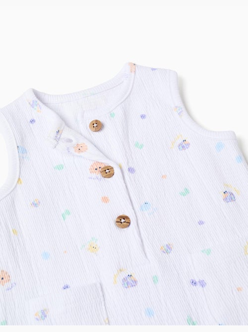 Combishort sans manches en coton avec motif coquillage - Kiabi