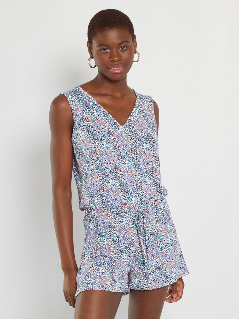 Combishort satinée avec imprimé Bleu - Kiabi