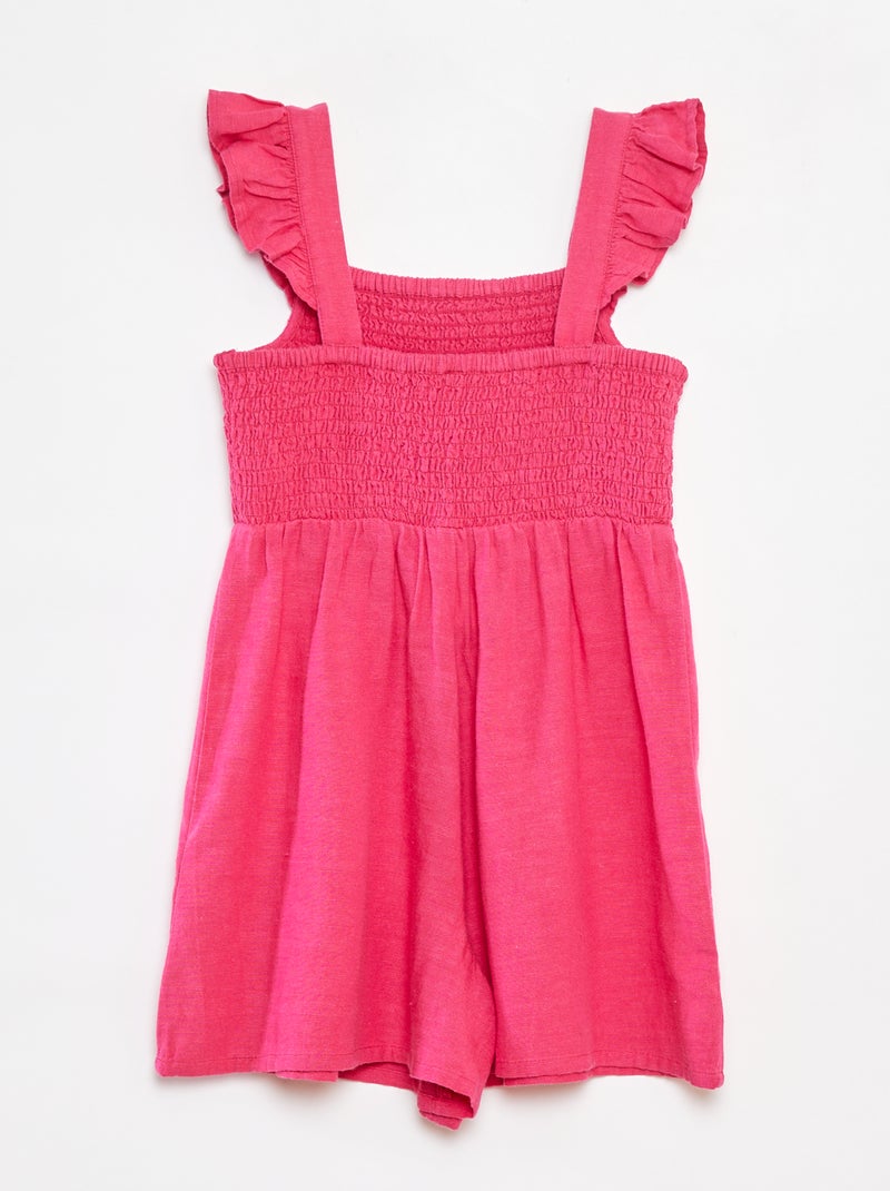 Combishort volantée en lin mélangé Rose - Kiabi