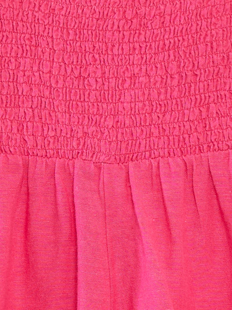 Combishort volantée en lin mélangé Rose - Kiabi