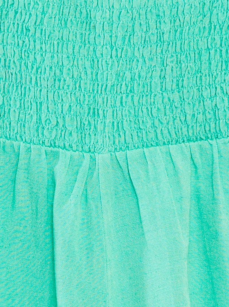 Combishort volantée en lin mélangé Vert - Kiabi