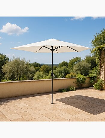 COME - Parasol circulaire 2.5 x 2.5 droit écru en aluminium