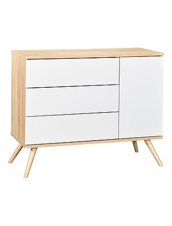 Commode 1 porte 3 tiroirs en bois - SAUTHON