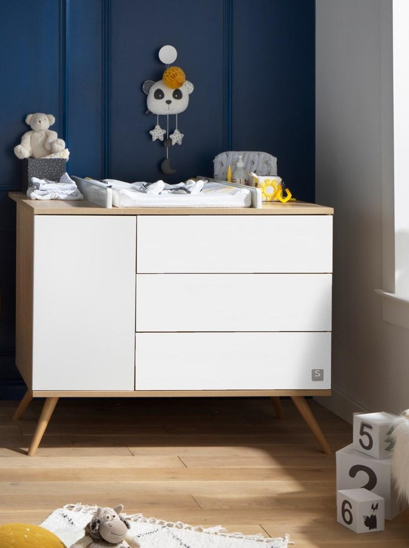 Commode 1 porte 3 tiroirs en bois - SAUTHON Blanc - Kiabi