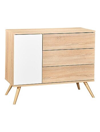 Commode 1 porte 3 tiroirs en bois - SAUTHON