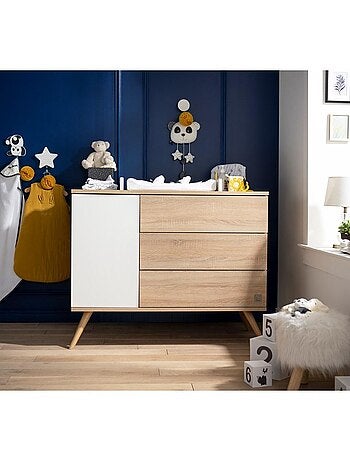 Commode 1 porte 3 tiroirs en bois - SAUTHON
