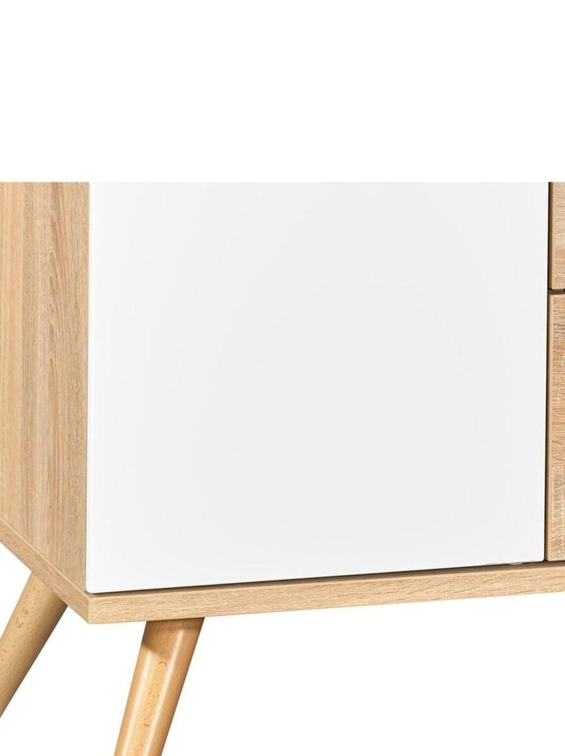 Commode 1 porte 3 tiroirs en bois - SAUTHON Blanc Marron - Kiabi