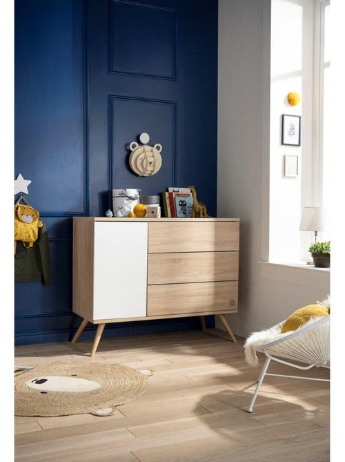 Commode 1 porte 3 tiroirs en bois - SAUTHON - Kiabi