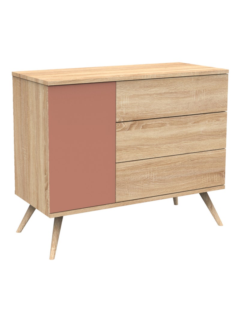 Commode 1 porte et 3 tiroirs - SAUTHON Orange - Kiabi