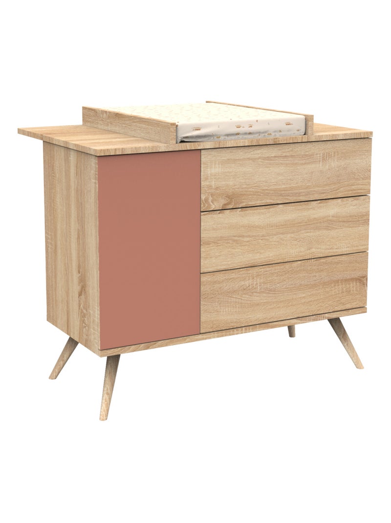 Commode 1 porte et 3 tiroirs - SAUTHON Orange - Kiabi