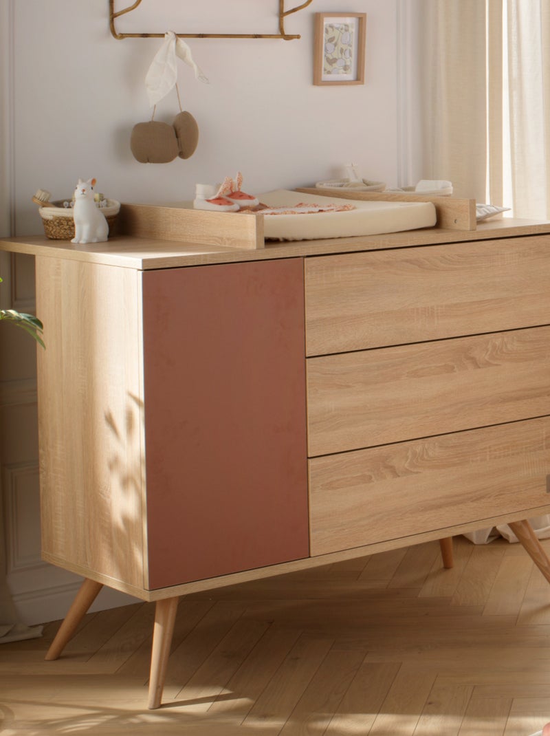 Commode 1 porte et 3 tiroirs - SAUTHON Orange - Kiabi