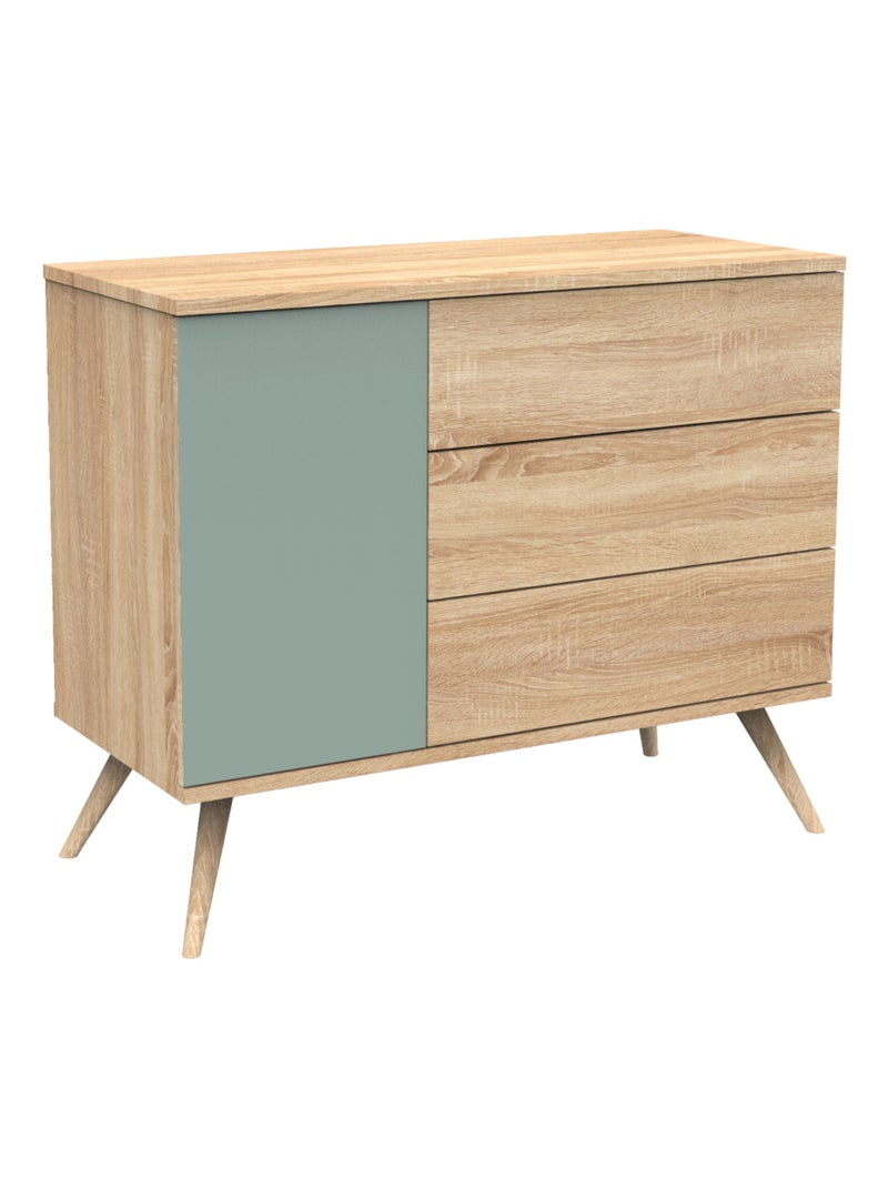 Commode 1 porte et 3 tiroirs - SAUTHON Vert - Kiabi