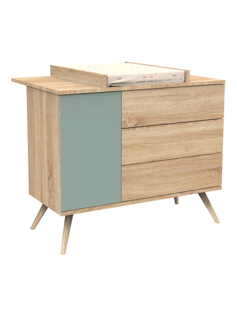 Commode 1 porte et 3 tiroirs - SAUTHON Vert - Kiabi