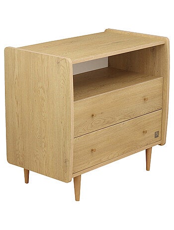 Commode 2 tiroirs et 1 niche pieds bois et poignées métal - SAUTHON