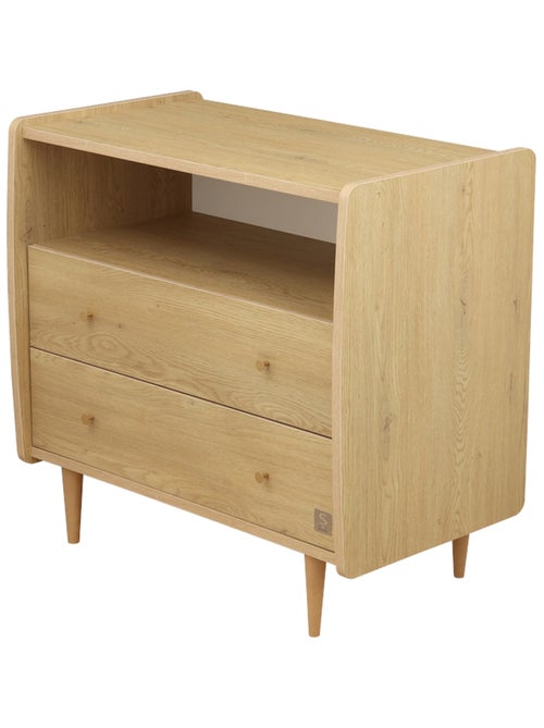 Commode 2 tiroirs et 1 niche pieds bois et poignées métal - SAUTHON - Kiabi