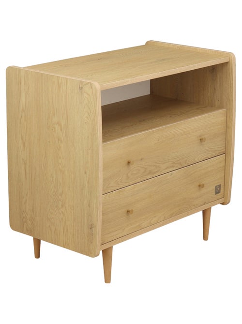 Commode 2 tiroirs et 1 niche pieds bois et poignées métal - SAUTHON - Kiabi