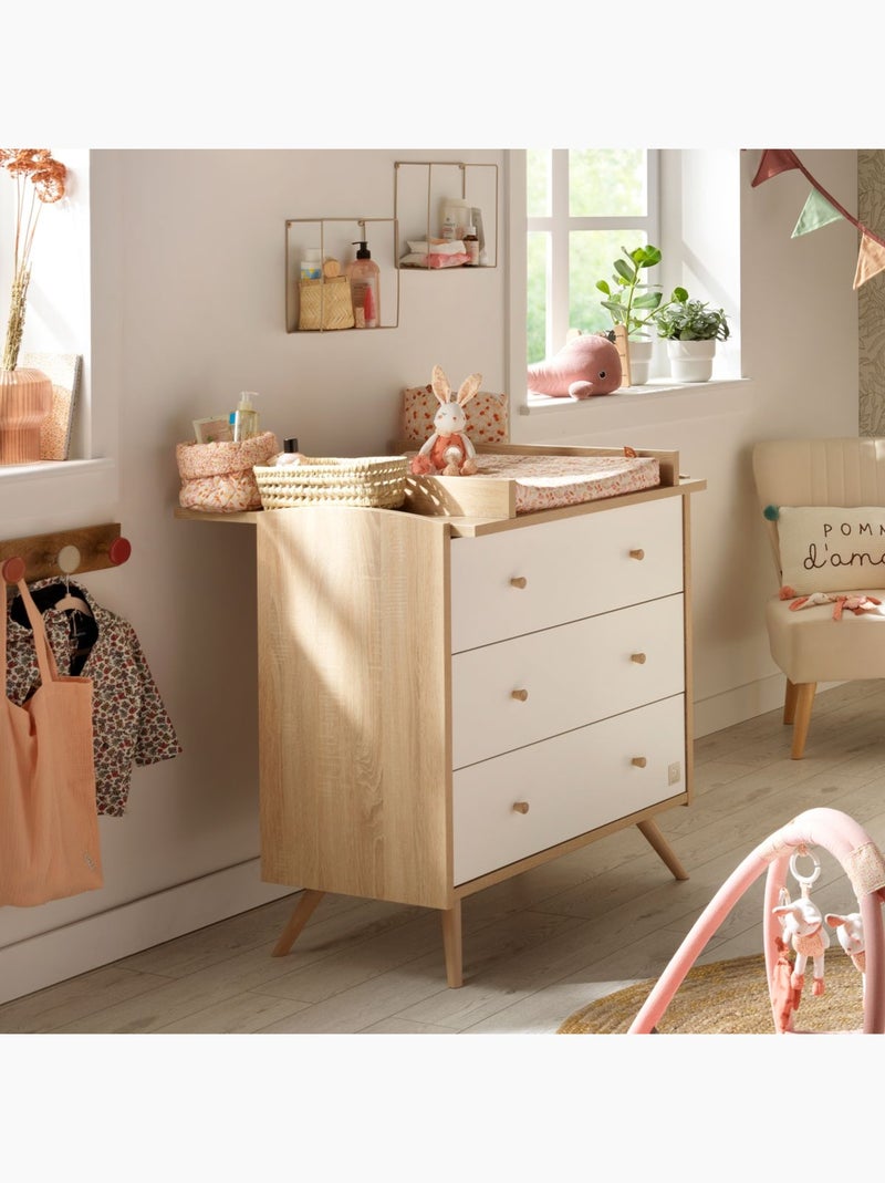 Commode 3 tiroirs - SAUTHON Blanc Marron - Kiabi