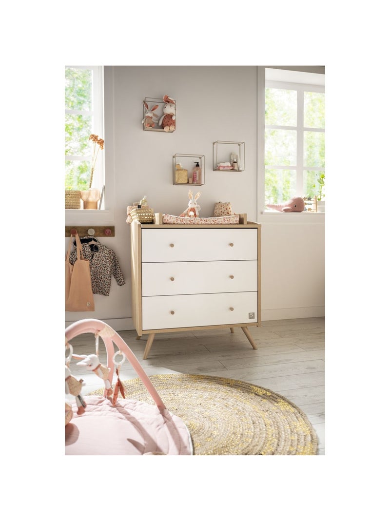 Commode 3 tiroirs - SAUTHON Blanc Marron - Kiabi