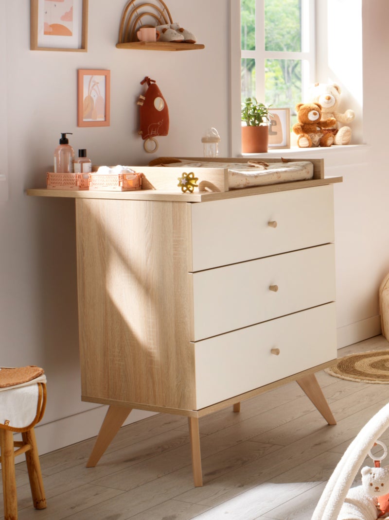 Commode 3 tiroirs avec pieds bois - SAUTHON Ecru - Kiabi