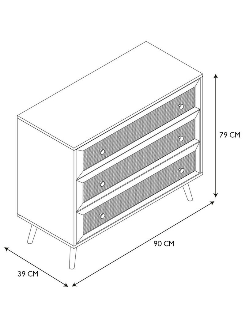 Commode 3 tiroirs Bali Beige - Kiabi