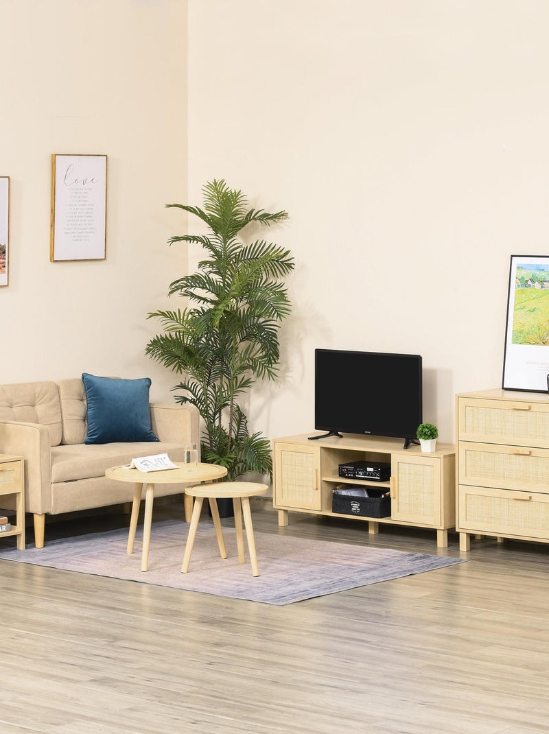 Commode 3 tiroirs cannage en rotin MDF aspect bois clair Beige - Kiabi