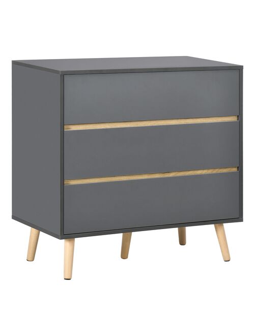 Commode 3 tiroirs design scandinave gris aspect bois clair - Kiabi