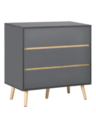 Commode 3 tiroirs design scandinave gris aspect bois clair
