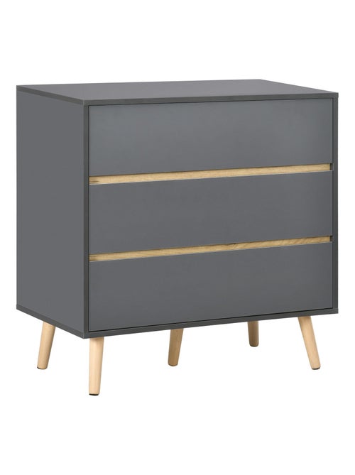 Commode 3 tiroirs design scandinave gris aspect bois clair - Kiabi